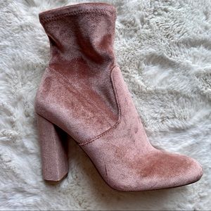 Steve Madden Pink Velvet Booties
